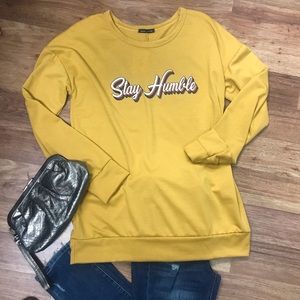 Stay Humble Sweater Top Yellow